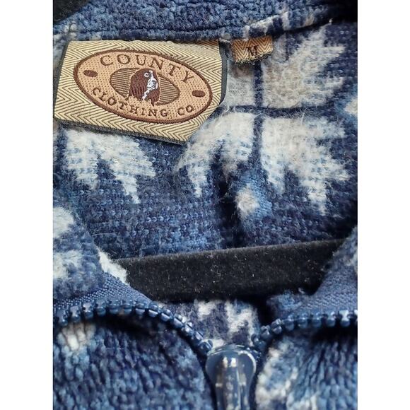 VTG County Clothing Co. Full-Zip Fleece Jacket Nordic Deer & Snowflake Medium - Picture 5 of 6